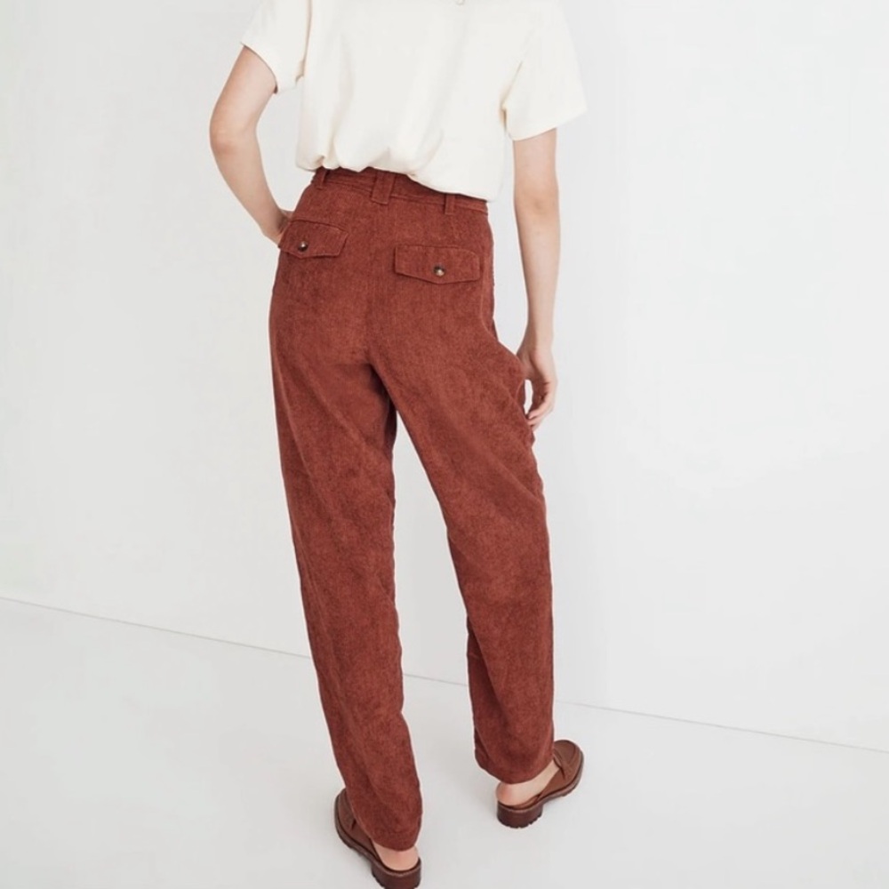 BOGO! Madewell Corduroy High-Rise Tapered Trouser Pants Cognac Brown Size 2 - Picture 10 of 10